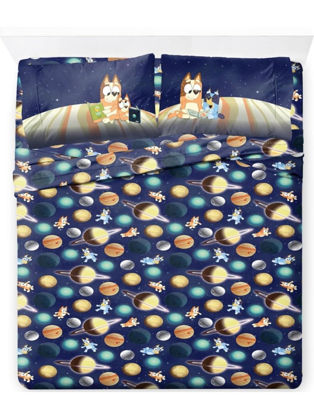 Ultra-Soft Kids Sheet Set - Fitted & Flat Sheets, Pillowcase, Bluey Design, 4pc